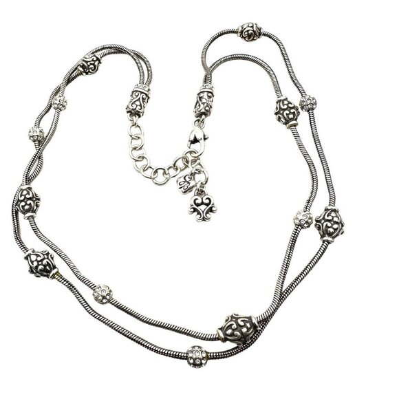 Brighton Jewelry - Brighton Womens Necklace Silver Crystal Ball Stations 16- 18 Inch